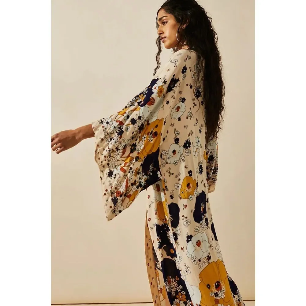 New Free People Hidden Hills Maxi Kimono One Size_4